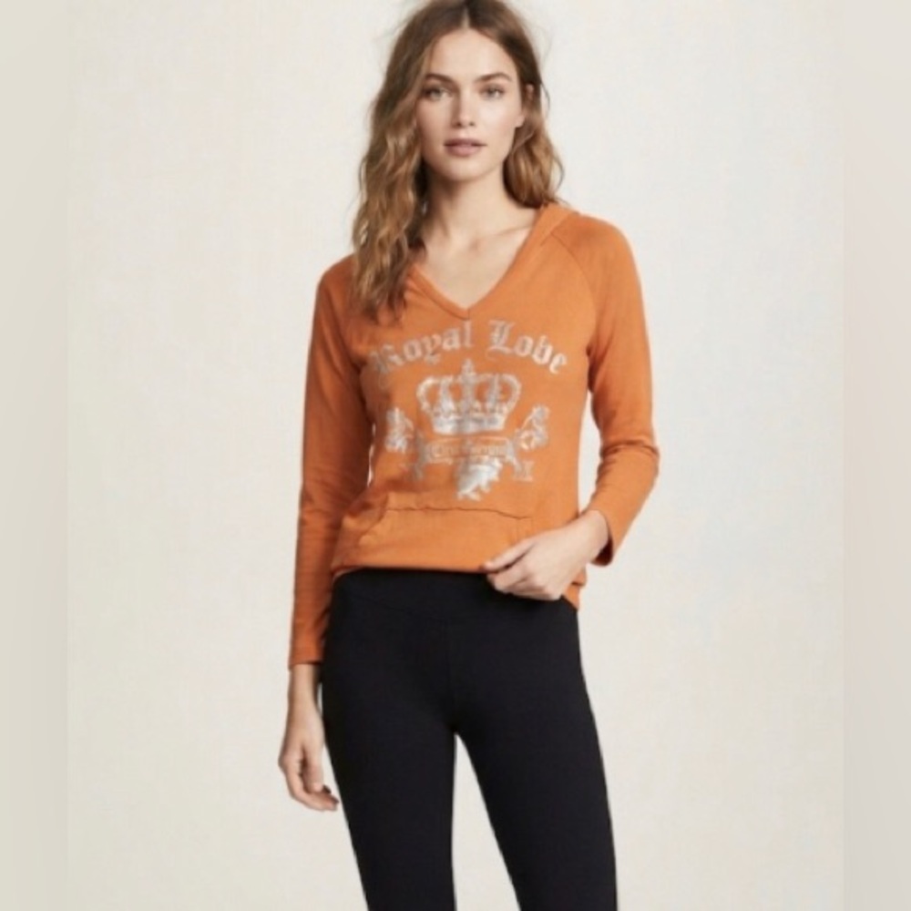 Orange Hoodie with silver Print